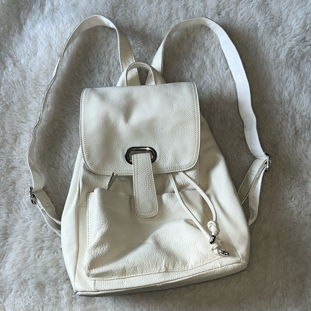 Ameri Leather Ivory Off White Pebbled Leather Dra… - image 1